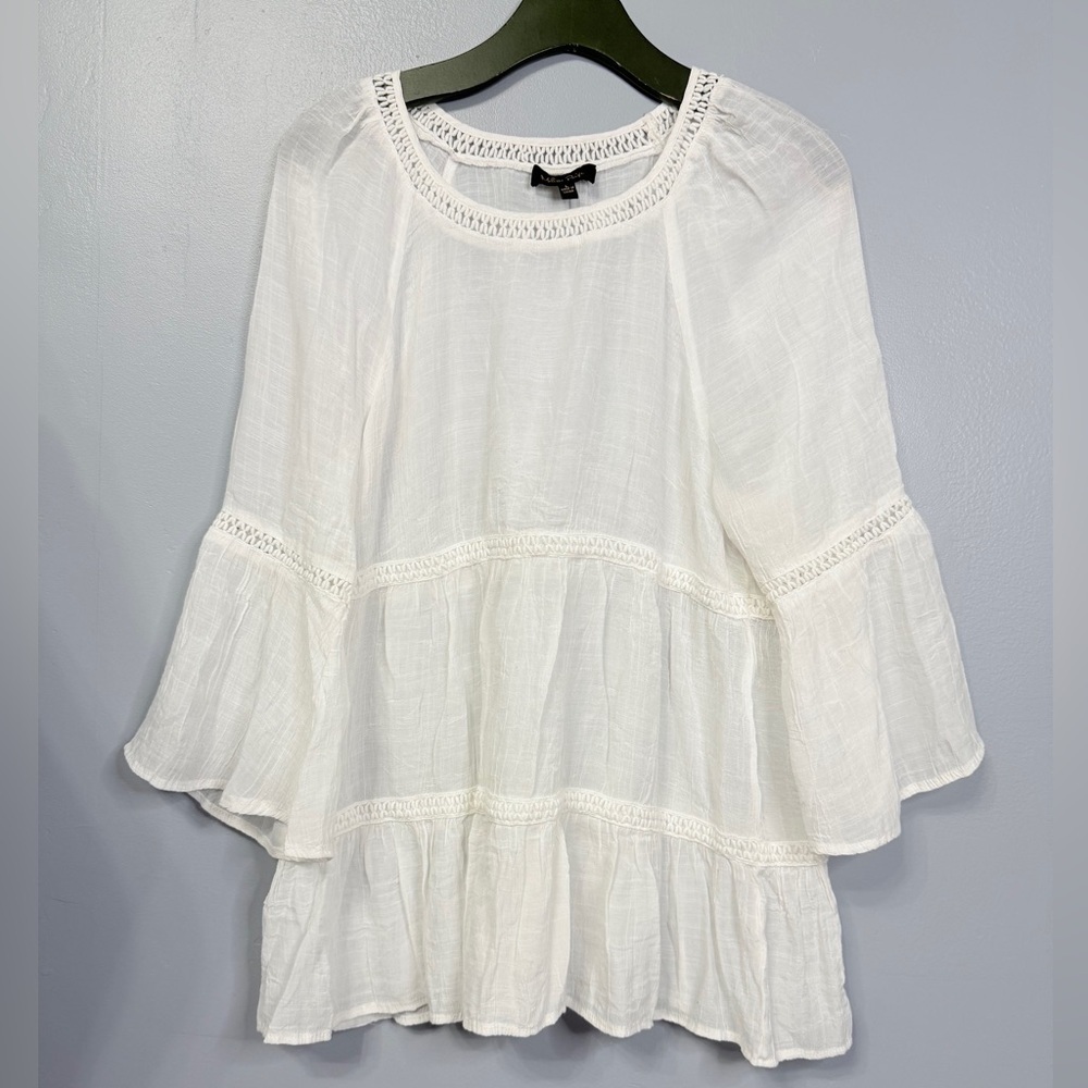 #10)  Melissa Paige White Boho Blouse